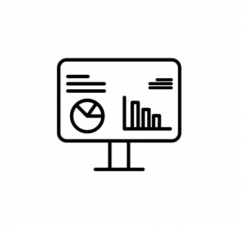 Graphic of monitor with analytics